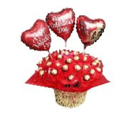 FR024(24chocolate rose&3 balloon basket )